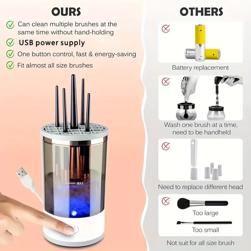 3 In 1 Electric Makeup Brush Cleaner | Automatic Make Up Brush Holder Cleaner Machine