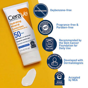 CeraVe Hydrating 100% Mineral Sunscreen Body Lotion - SPF 50