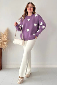 Heart printed warm winter fleece co ord Set